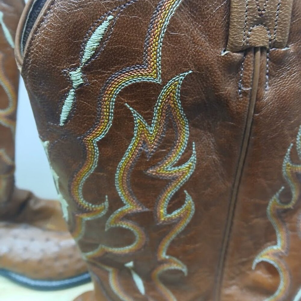 Tony Lama CZ872 9.5 D Peanut Brittle Brown Ostrich Cowboy Western Boots - Picture 4 of 16